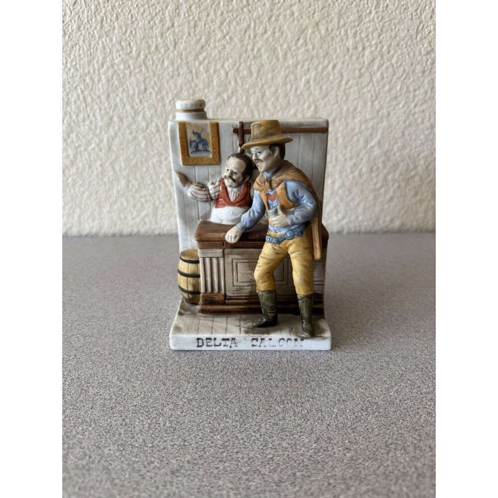 Vintage Delta Saloon Suicide Table Figural Whiskey Decanter w/ Stopper
